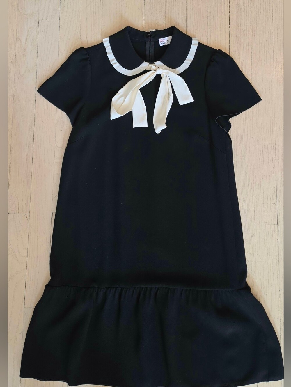 RED Valentino Black Mini Dress with White Bow Collar Size IT40 Small - Picture 9 of 9